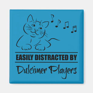 Curious Cat Easily Distracted by Dulcimer Players Magnet