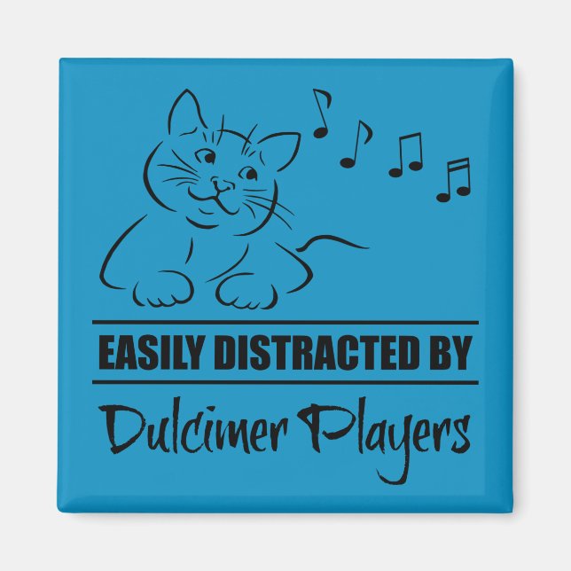 Curious Cat Easily Distracted by Dulcimer Players Magnet (Front)