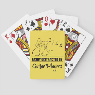 Curious Cat Easily Distracted by Guitar Players Playing Cards