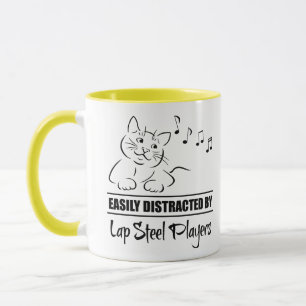 Curious Cat Easily Distracted by Lap Steel Players Mug