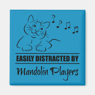 Curious Cat Easily Distracted by Mandolin Players Magnet