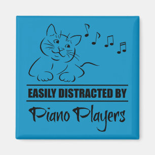 Curious Cat Easily Distracted by Piano Players Magnet
