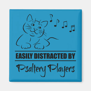 Curious Cat Easily Distracted by Psaltery Players Magnet
