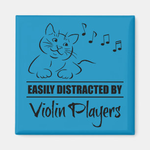 Curious Cat Easily Distracted by Violin Players Magnet