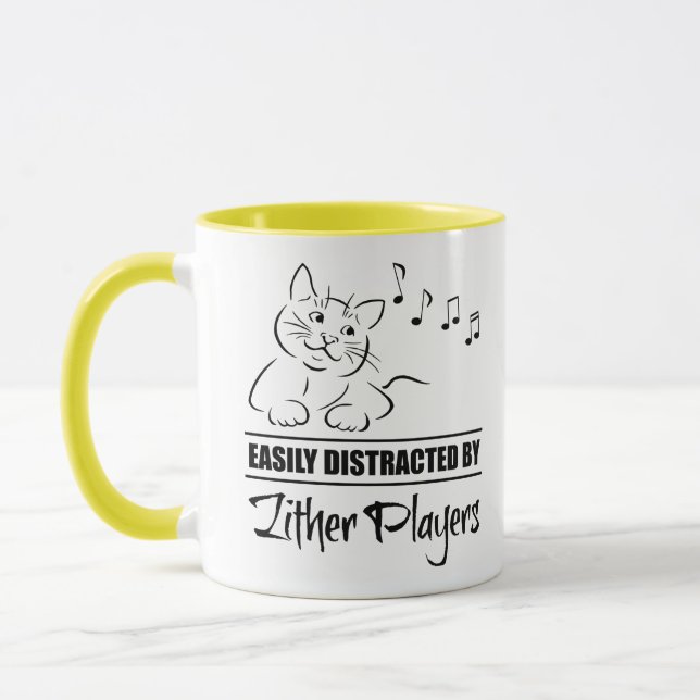 Curious Cat Easily Distracted by Zither Players Mug (Left)