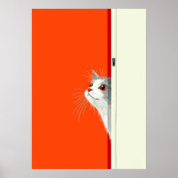 Curious Cat Peeking Through Door