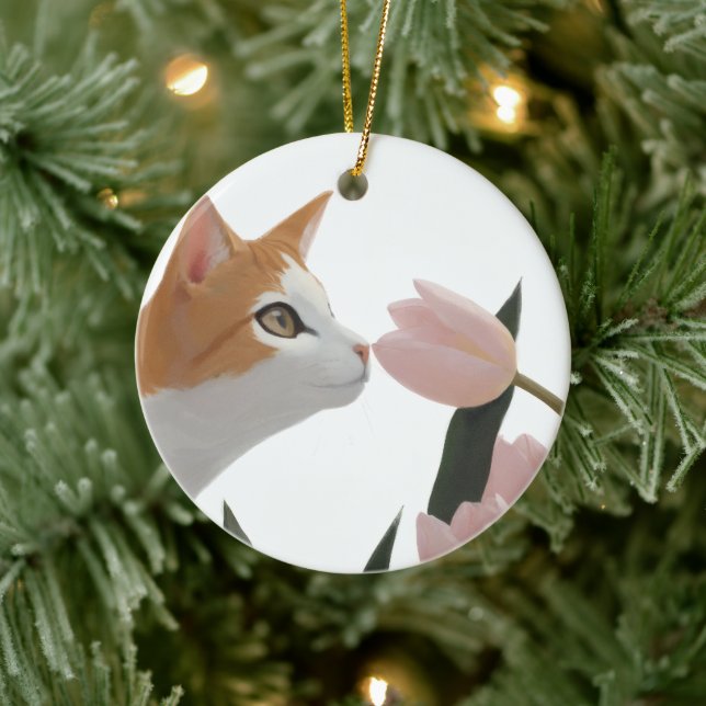 Curious Cat Spring Floral Ceramic Tree Decoration (Tree)