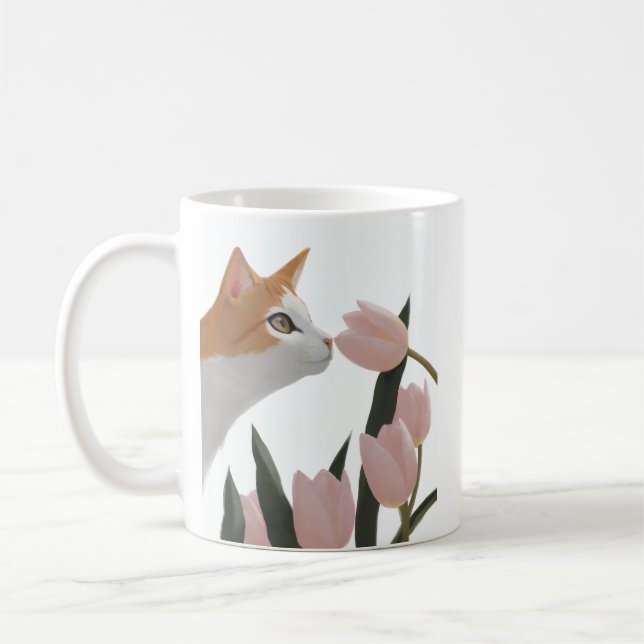 Curious Cat Spring Floral Coffee Mug (Left)