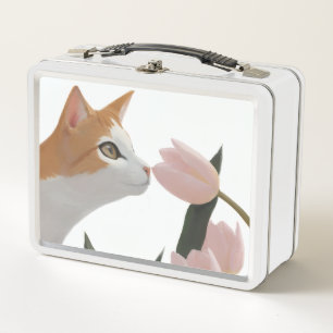 Curious Cat Spring Floral Metal Lunch Box
