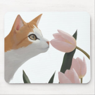 Curious Cat Spring Floral Mouse Mat