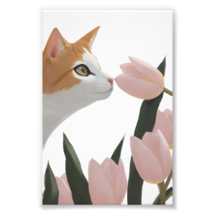Curious Cat Spring Floral Photo Print