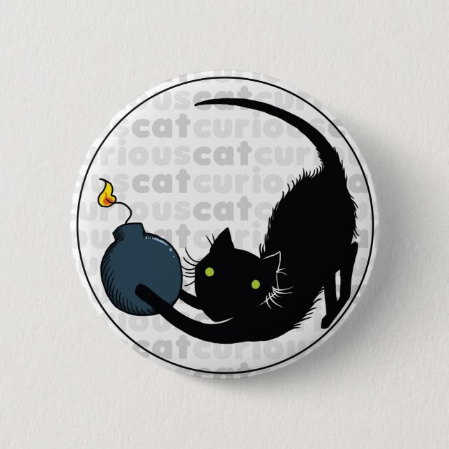 Curious Cat with Bomb 6 Cm Round Badge (Front)