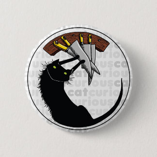 Curious Cat with Knives 6 Cm Round Badge