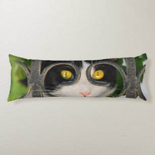 Curious Cat with Spectacles Frame Funny Pet Photo Body Cushion
