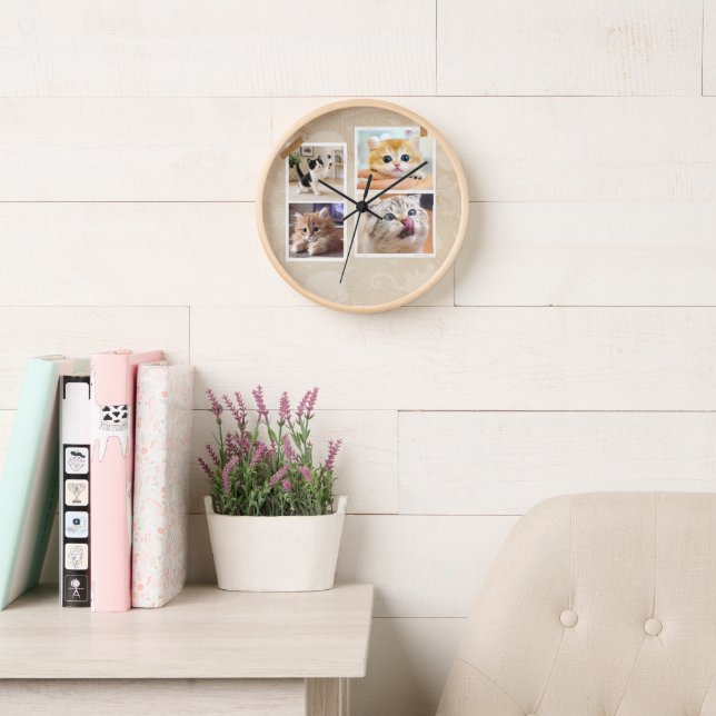 Curious Cats Collage Clock (Reading Room)