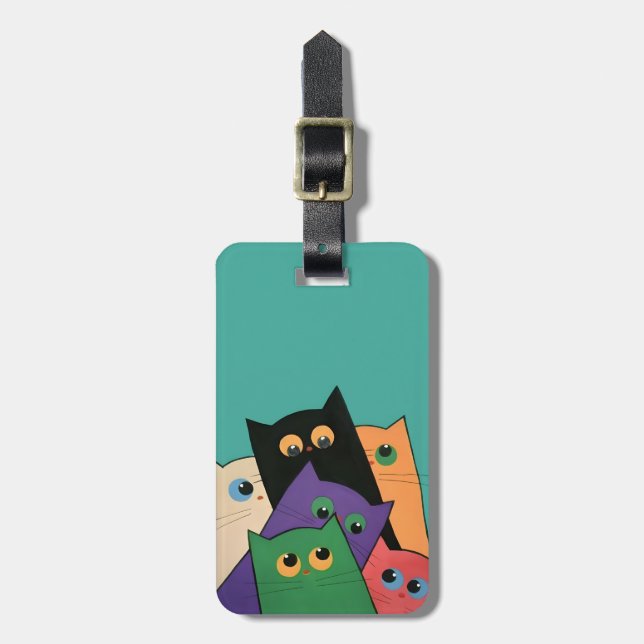 Curious Cats Luggage Tag (Front Vertical)
