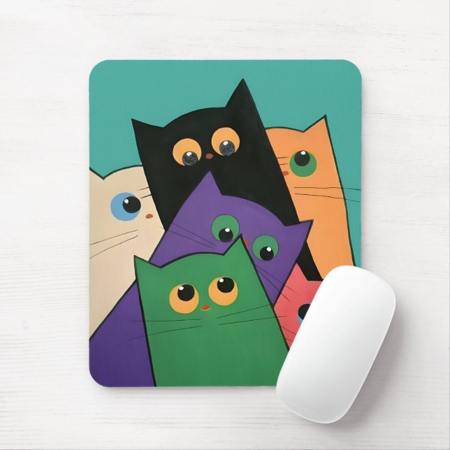 Curious Cats Mouse Mat (With Mouse)