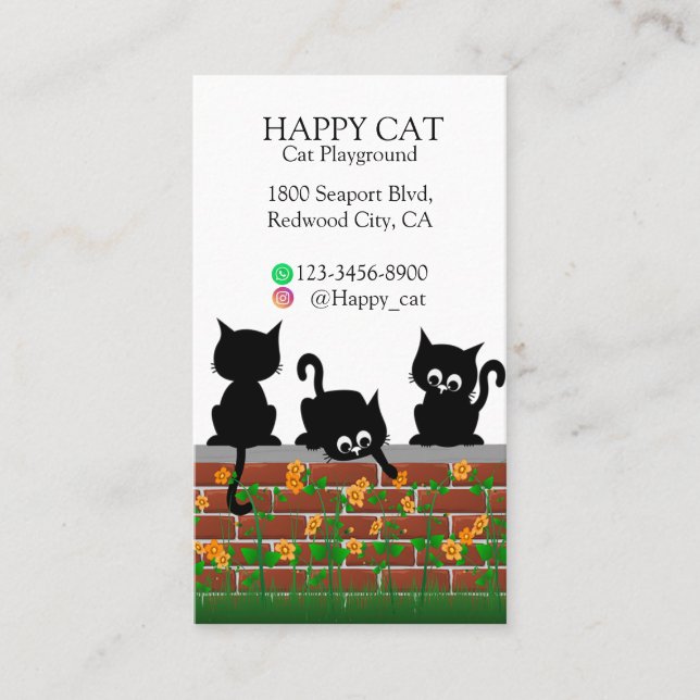 Curious Cats on a Garden Wall Business Card (Front)