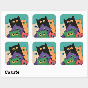 Curious Cats Square Sticker
