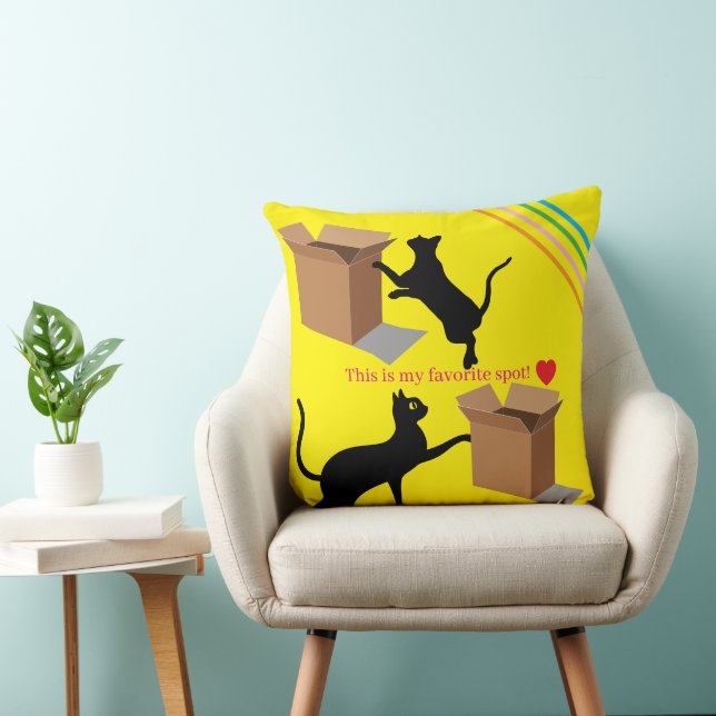 Curious Cats & Their Favorite Box Throw Pillow (Chair)
