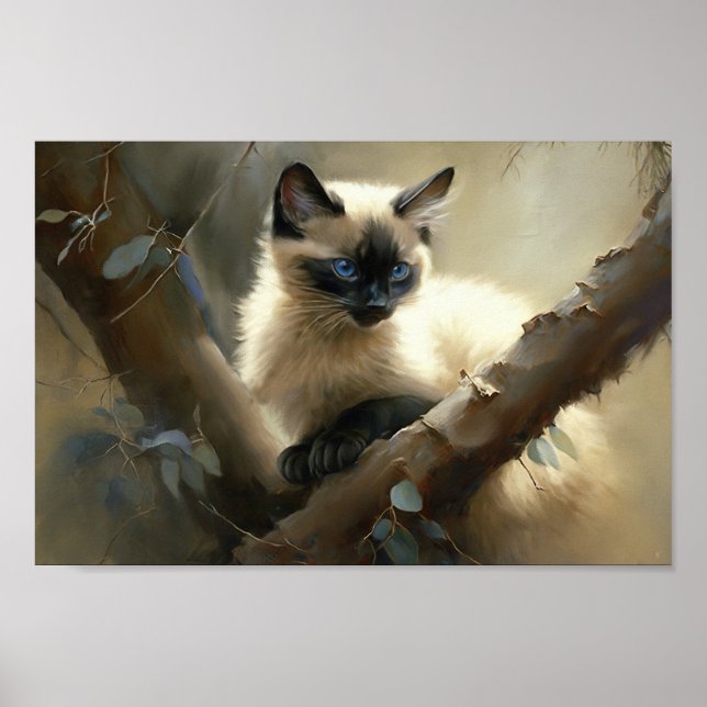 Curious Climber Siamese Kitten Poster (Front)