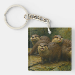 Curious Company – Otter Family on the Rocks Key Ring