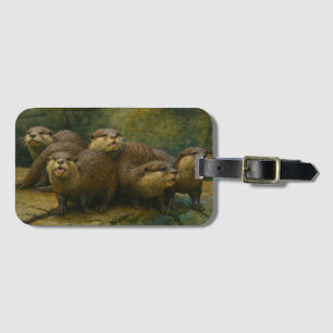 Curious Company – Otter Family on the Rocks Luggage Tag