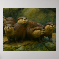 Curious Company – Otter Family on the Rocks