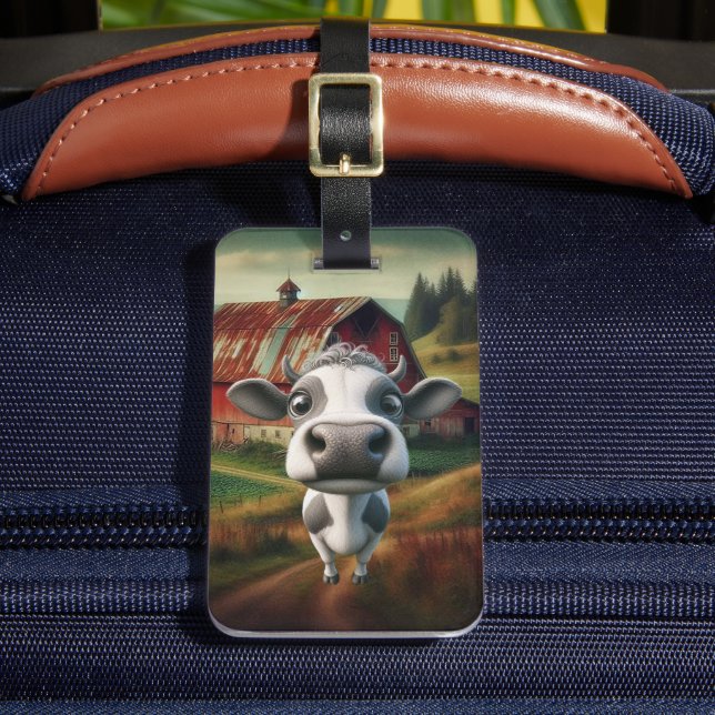 Curious Cow & Barn Custom Luggage Tag (Front Insitu 2)