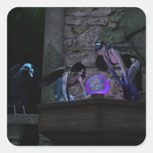 Curious Crow Faeries Square Sticker
