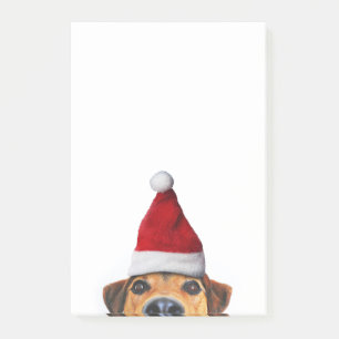 Curious Cute Funny Dog with Santa Hat Post-it Notes