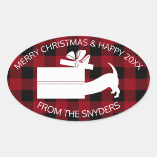 Curious Dachshund in Gift Oval Sticker