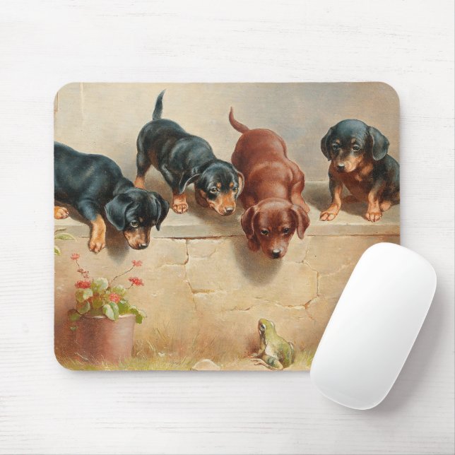 Curious Dachshund Puppies | Carl Reichert Mouse Mat (With Mouse)