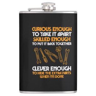 Curious Enough To Take It Apart Car Auto Garage Me Hip Flask