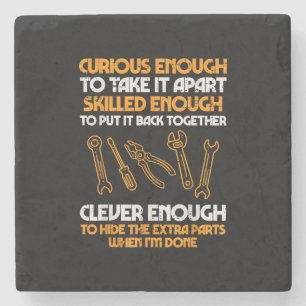 Curious Enough To Take It Apart Car Auto Garage Me Stone Coaster