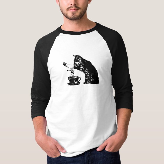 Curious Everyday Cat with Tea T-Shirt (Front)