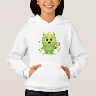 Curious Explorer Monster Kids Hoodie — Cute Green