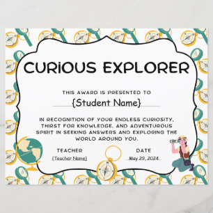 Curious Explorer Student Recognition Award