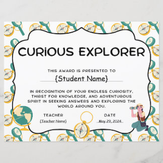Curious Explorer Student Recognition Award