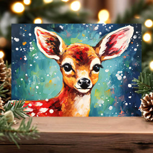 Curious Fawn Colourful Winter Christmas Holiday Card