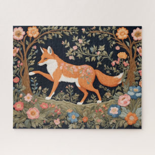 Curious Fox Faux Embroidery Elegant Floral Jigsaw Puzzle