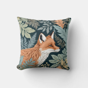 Curious Fox Fern Leaves William Morris Inspired Cushion