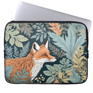 Curious Fox Fern Leaves William Morris Inspired Laptop Sleeve