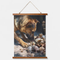 Curious German Shepherd Beach Shell Art