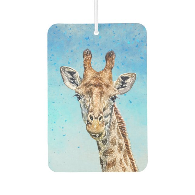 Curious Giraffe with Blue Confetti Sky Car Air Freshener (Front)