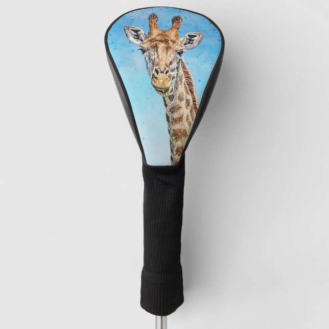 Curious Giraffe with Blue Confetti Sky Golf Head Cover (Front)