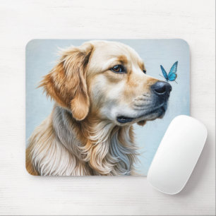 Curious Golden Retriever Mouse Mat