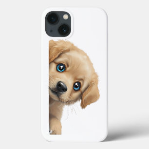Curious Golden Retriever Peeking Around the Corner iPhone 13 Case