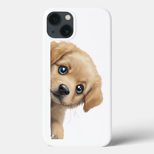 Curious Golden Retriever Peeking Around the Corner Case-Mate iPhone Case (Back)