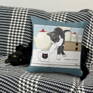Curious Grey White Cat Funny Tea Mug Kitchen Cushion